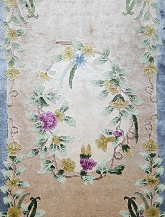 Image 1 of Handgeknoopt Oriental Zijde tapijt floral China NEW 93x152cm