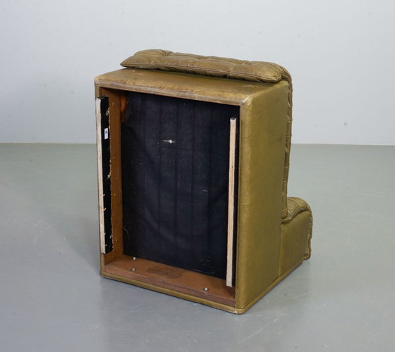 Image 1 of Sofá modular De Sede DS11 de cuero con parches verde oliva, diseño de mediados de siglo, 6 elementos. Suiza, años 70.