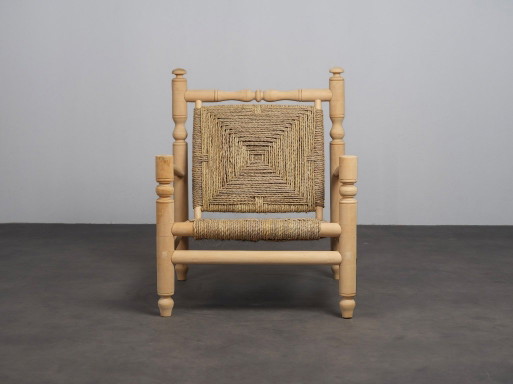 Fauteuil lounge en jonc de mer tressé, France, années 1970 – Wood, Vintage (photo 2 of 10)