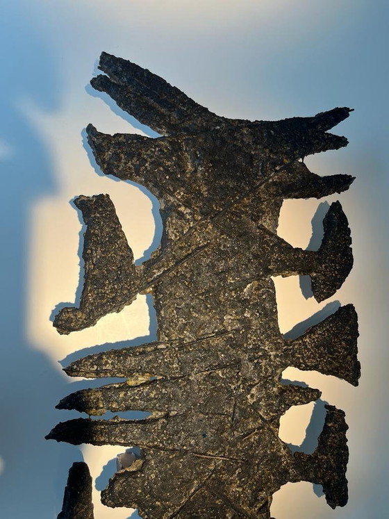 Grote Brutalistische Wandsculptuur & Lamp – Pia Manu – Gekentekend (Jaren '70) – 120 Cm – Beeldhouwkunst (photo 3 of 8)