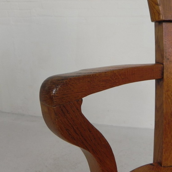 Silla de oficina de roble con sistema de muelles ajustable y regulación de altura, década de 1950. (photo 19 of 35)