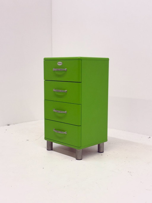 Cassettiera Malibu Tenzo verde a 4 cassetti vintage