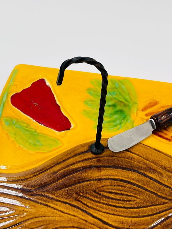 Image 1 of Plateau à fromages carré avec couteau Vallauris