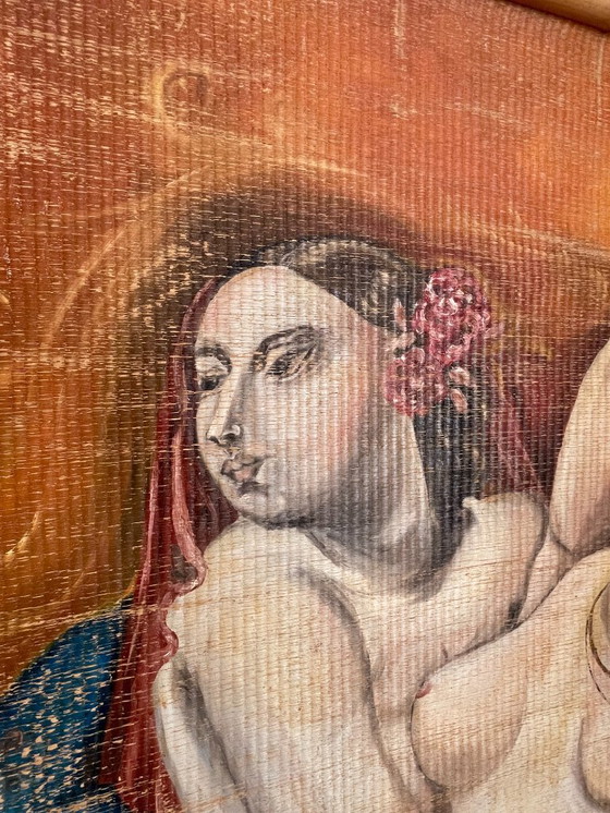 Image 1 of Art Deco Cubist style decoration painted on bamboo