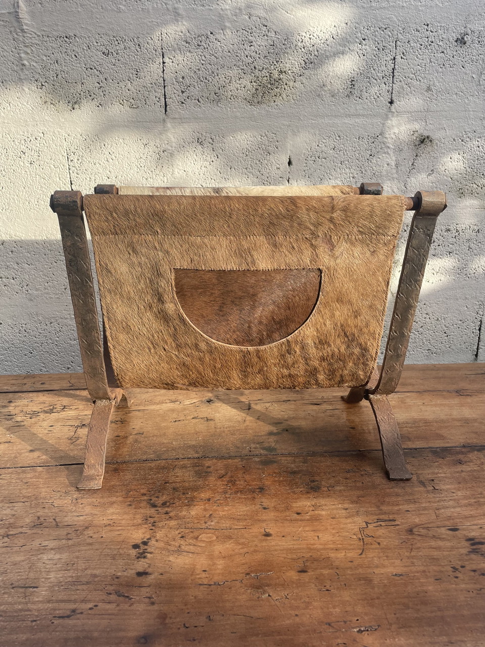 Brutalist Wrought Iron And Cowhide Magazine Door 1960 | €70 | Whoppah