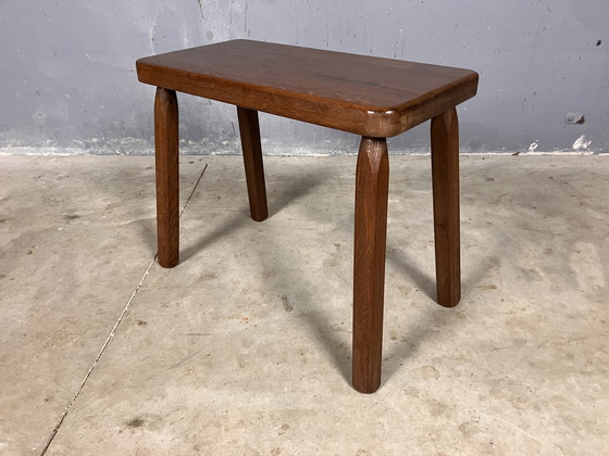 Image 1 of Eiken Seventies Brutalist Tafeltje Bankje