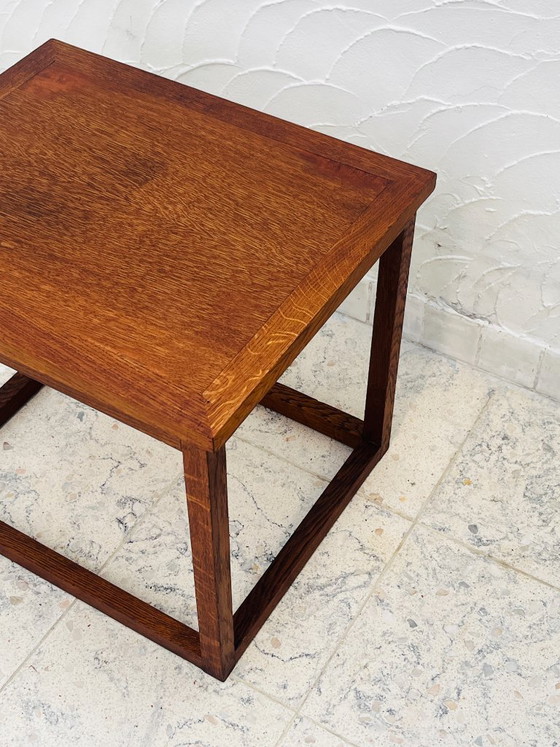 Image 1 of Brutalist side table in solid oak