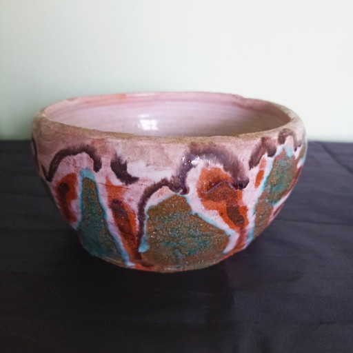 Brutalist studio ceramic bowl - Claude Loubet (France, 1960s)