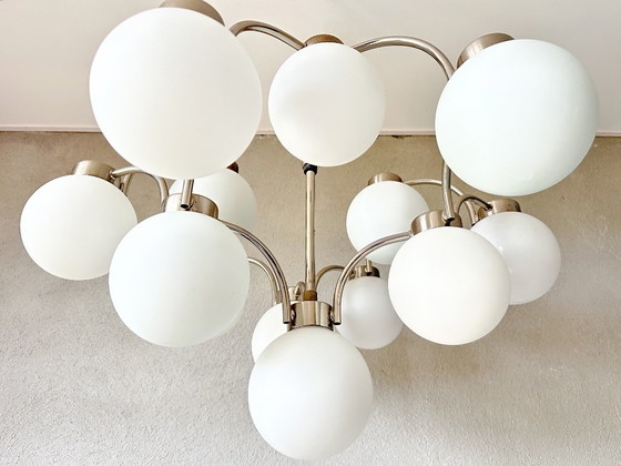 Vintage Boulanger Sputnik Lamp, Ceiling lights, Glass, Metal, Silver (photo 13 of 13)