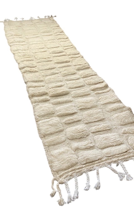 Luxuriöser handgeknüpfter Berberteppich – Authentische Atlaswolle – 300 x 70 cm