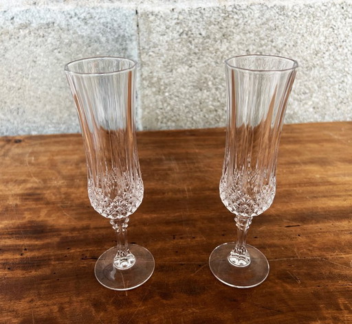 5 Cristal d'Arques Lonchamp Vintage champagne flutes