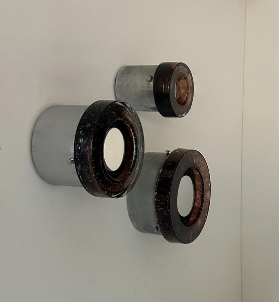 Image 1 of 3 appliques Limburg in cromo e vetro a bolle, Germania 1960