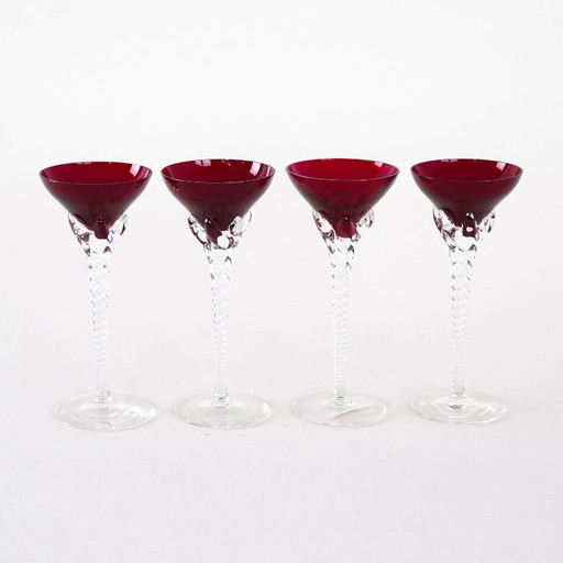 Set of ruby glasses, Danish design, 1970s, manufactured in Denmark