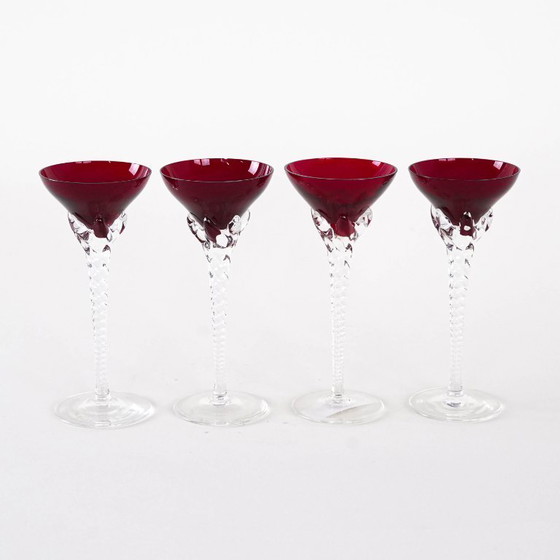 Image 1 of Set of ruby glasses, Danish design, 1970s, manufactured in Denmark