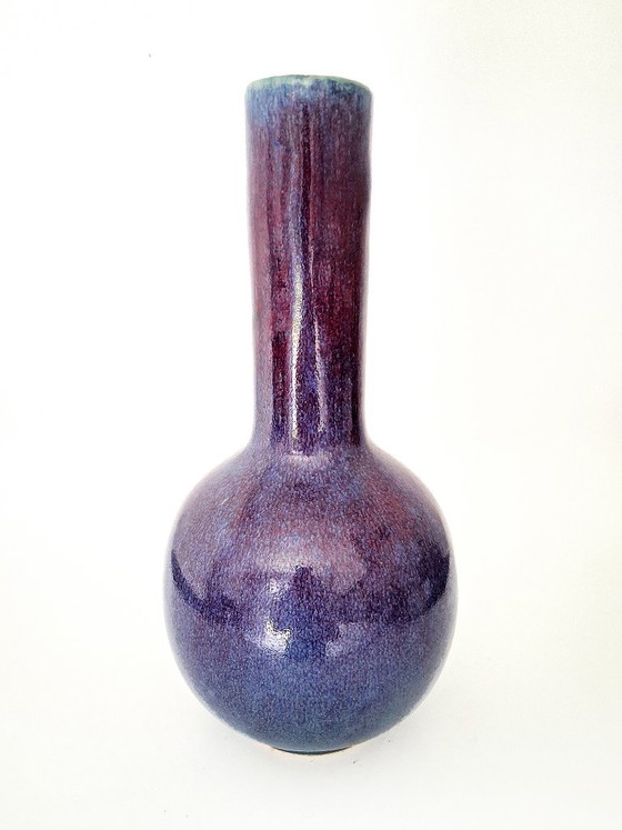Vase Purple Flambé Glazed Bottle Vase – Ceramic (photo 3 of 6)