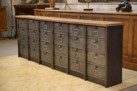 Image 1 of Strafor 6-column filing cabinet with oak top, 1950s