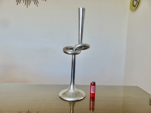 Grand bougeoir Kare design, fonte d'aluminium, 80's