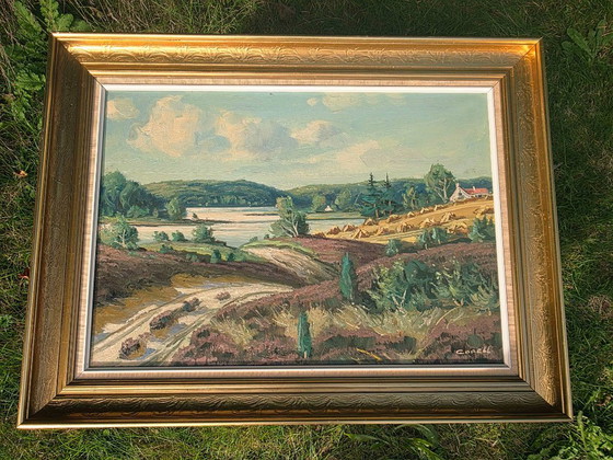 Dipinto a olio vintage di Corell – Paesaggio di metà secolo – Dipinti e disegni, Tela (photo 4 of 11)