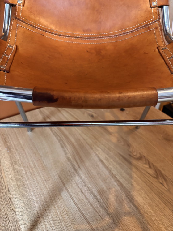 Image 1 of 2 les Arcs stoelen cognackleurig leer met chroom