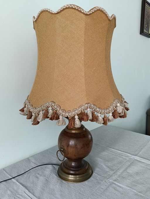 Vintage-Tischlampe – tafellampen, Textile, Wood (photo 2 of 9)