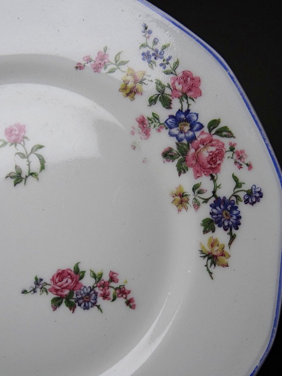Image 1 of 7 Bernardaud Limoges porcelain dessert plates with floral decoration from the 1920s-1950s