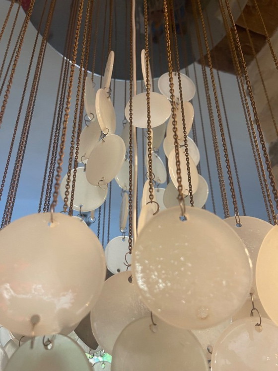 Image 1 of Vetri voor Vistosi Cascade hanglamp opaline Murano glas, Italië jaren 60