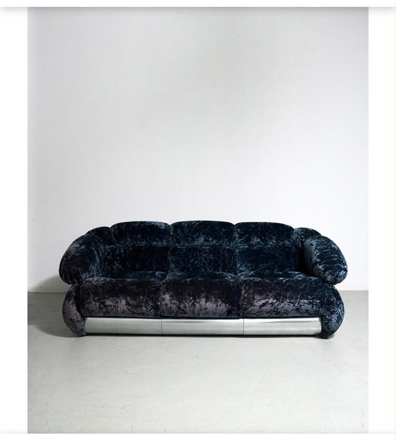 Sofas Vintage Adriano Piazzesi – Canapé + 2 Fauteuils – Velvet (photo 2 of 7)