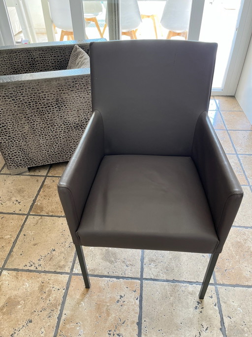 2x Rolf Benz 651 dining armchairs – dark brown leather