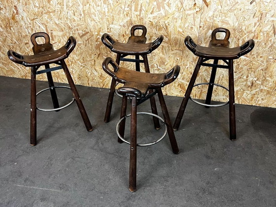 Image 1 of 4x 50's 60's Bar Stools Tabouret de bar Attributed Carl Malmsten Sweden Design