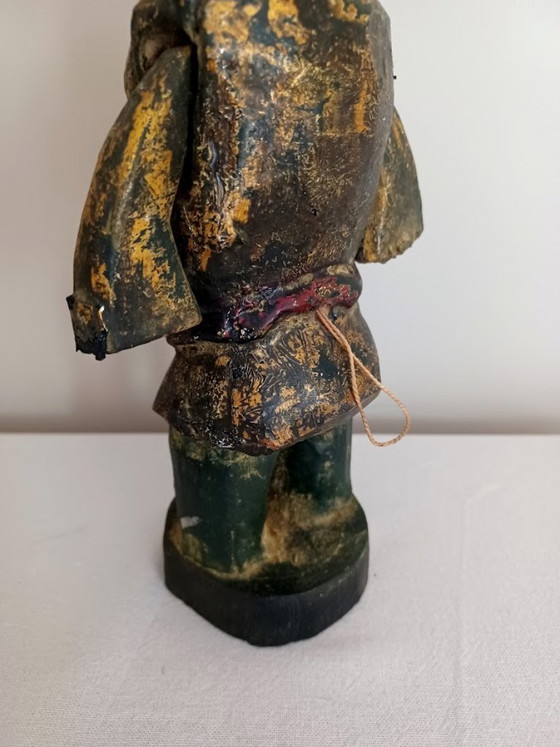 Image 1 of Vietnamese Water Puppet – ‘Laughing Boy’ – Hand‑Carved Wood, Matte Lacquer, 26 cm