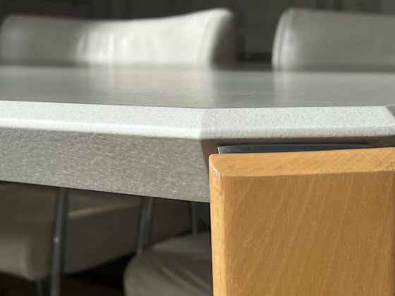 Large Leolux Dining table, Model “Xingu”, Design Dick Evers – Wood, rvs (photo 14 of 15)