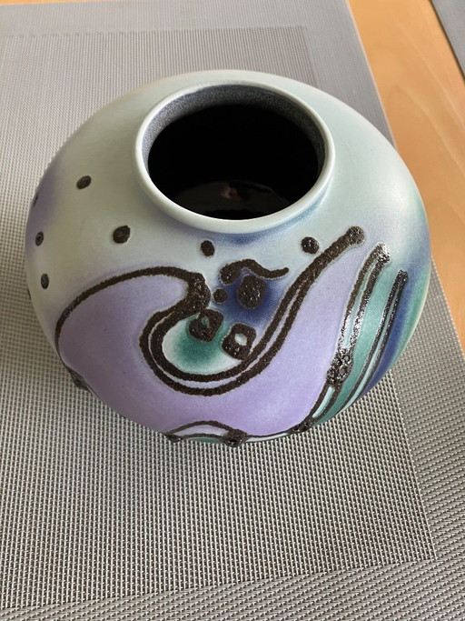 Vaso in ceramica moderno e rotondo! Stile Bay! Effetto aerografo!