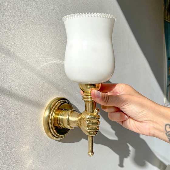 Coppia di applique vintage in ottone – Maison Jansen, anni '60 – Illuminazione (photo 6 of 10)