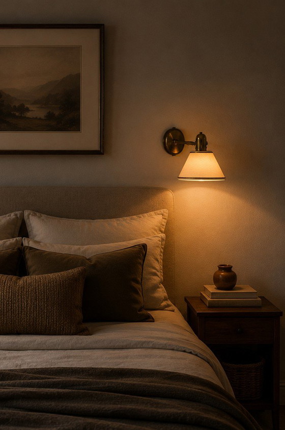 Image 1 of Vintage Deense messing wandlamp