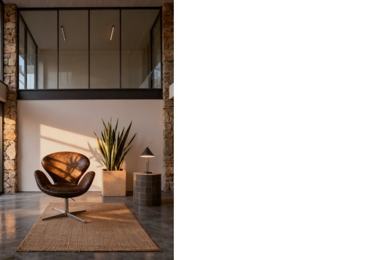 Image 1 of Poltrona Swan in pelle marrone danese vintage di metà secolo, realizzata da Arne Jacobsen per Fritz Hansen, 1958