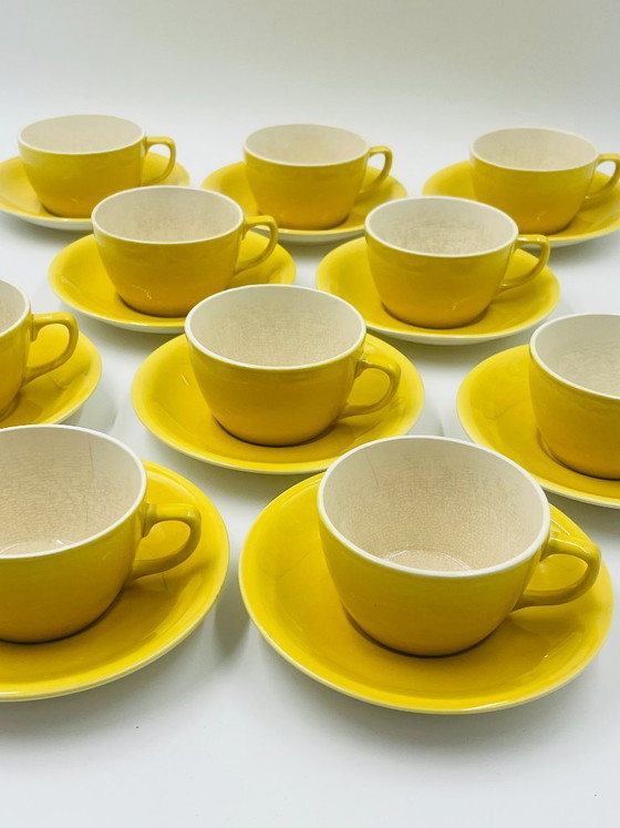 Image 1 of Vintage Boch Belgium 10-cup yellow tea set