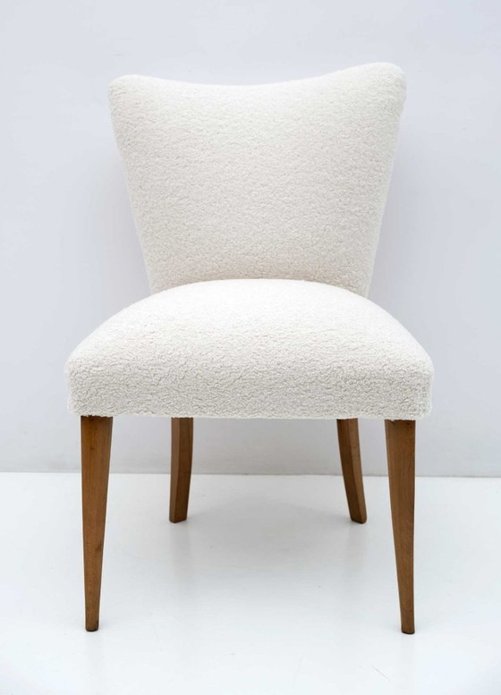 Image 1 of Petit fauteuil italien en tissu bouclé, style Mid-Century Modern, années 1950