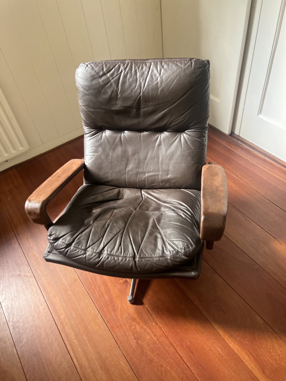 Image 1 of 1x Koningsstoel Collectie Bruin Leer Strässle Zwitserland