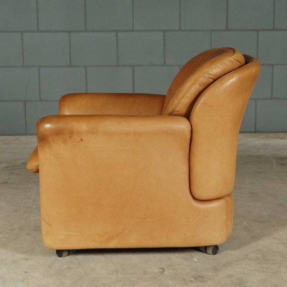 Image 1 of Vintage leather armchair with footstool – Hans Kaufeld – 1970s