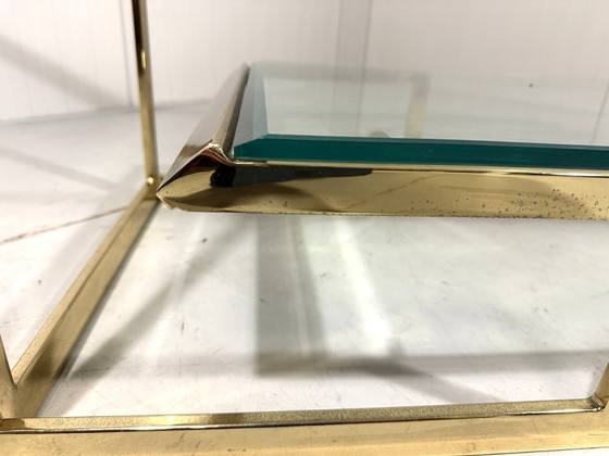 Image 1 of Mesa consola de latón y cristal, años 70