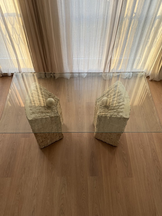 Image 1 of Tavolo da pranzo vintage in pietra Mactan di Magnussen Ponte