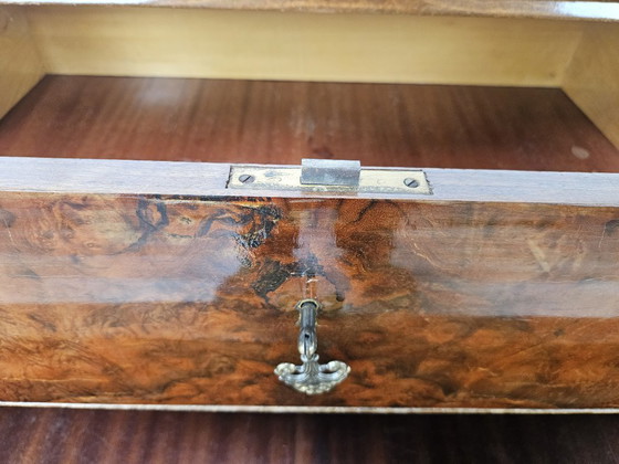 Image 1 of Walnut Burl Chest of Drawers with Double Glass Top