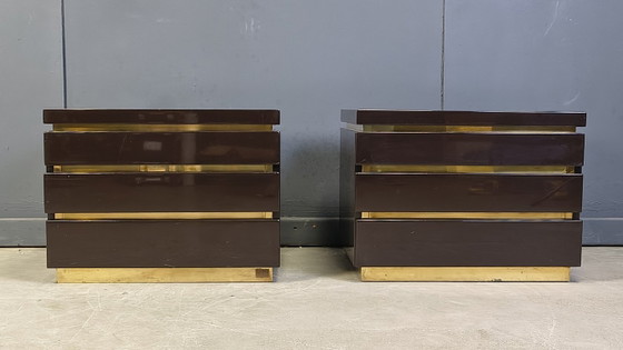 Image 1 of Vintage pair of bedside cabinets by Jean Claude Mahey, 1970s