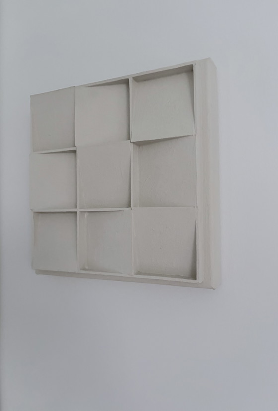 Handgemachtes Abstraktes Wandrelief – ZERO Stil – Gebrochenes Weiß – Gemälde & Zeichnungen, Wood, Canvas (photo 10 of 15)
