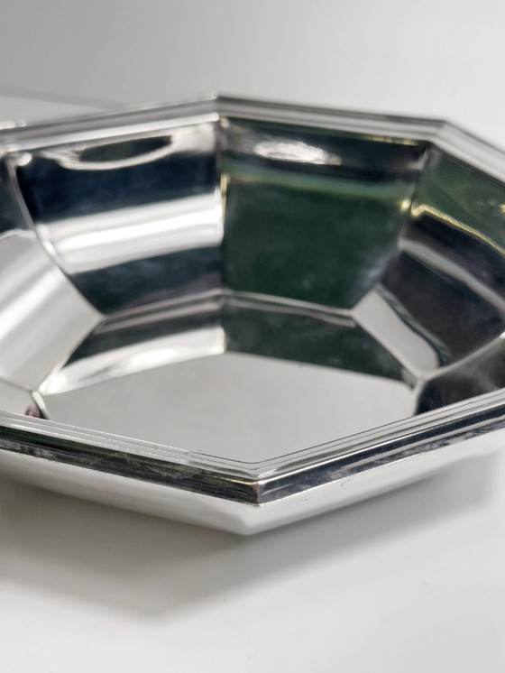 Image 1 of Bol octogonal argenté, Italie, Octagon, années 1980, bol en argent Argento, vintage