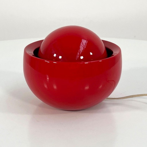 Lámpara de mesa italiana roja de cerámica, años 70