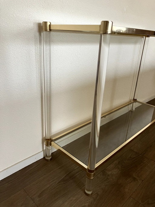 French console table in Lucite and gilded metal - 1970s