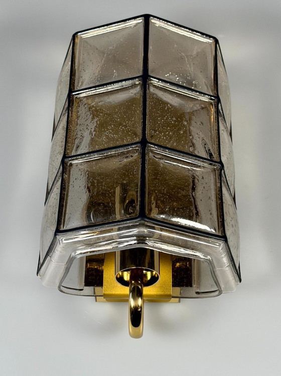 Image 1 of Lámpara de pared de los años 60/70, Glassworks Limburg, Alemania, vidrio y metal.