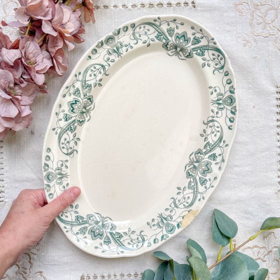 Antique Oval Ironstone Platter "Figuig" – Longchamp 19th Century – French Vintage Dinnerware – Crockery (photo 3 of 7)