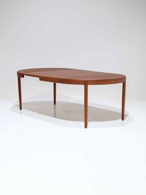 Uitschuifbare ronde eettafel teak Deens vintage jaren '60